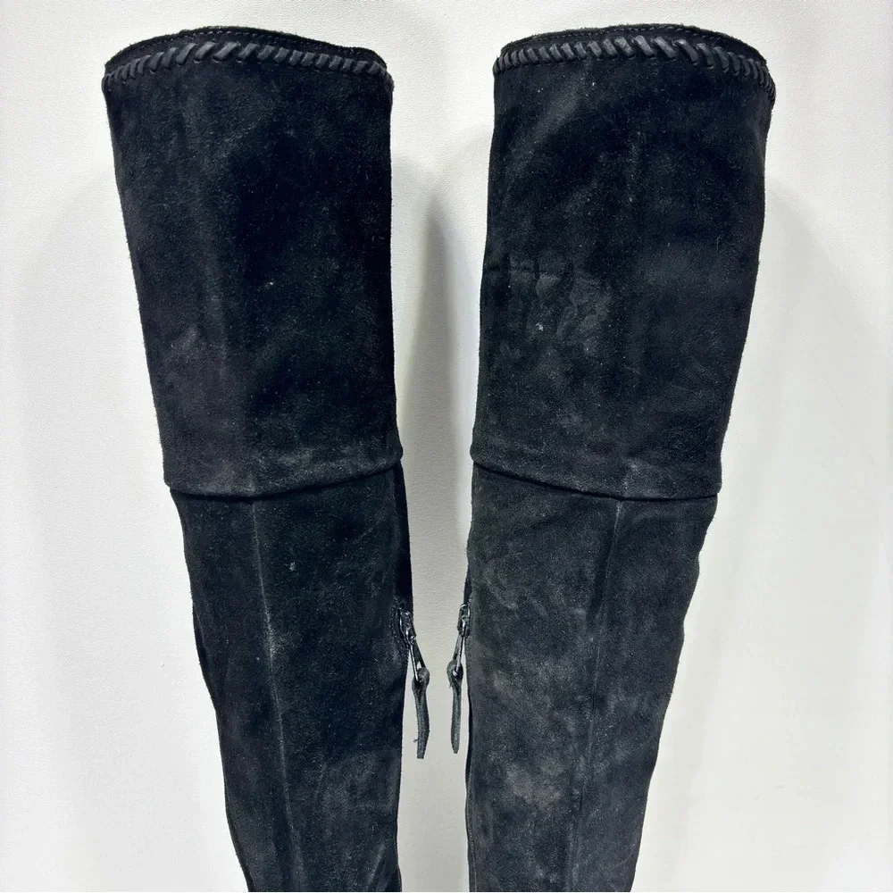 Miz Mooz Black Suede Over The Knee Side Zip Slip On Flat Boots Size 36